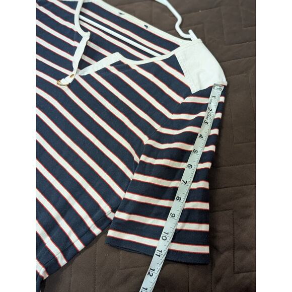 Henley neckline bretton striped Nautical style top - Picture 6 of 6